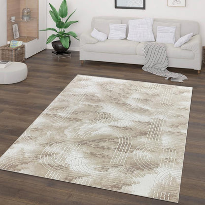 Boutique Oval Pattern Beige Carpet